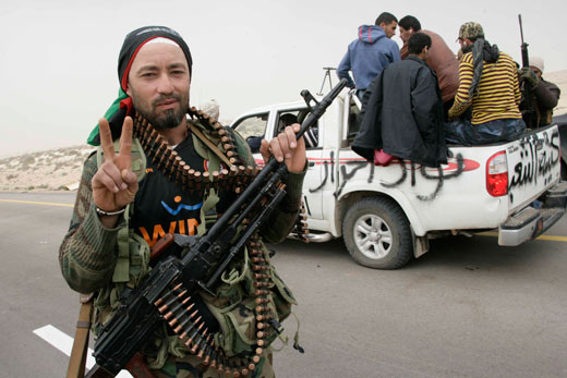 Een anti-Qadhafi-rebel in 2011.