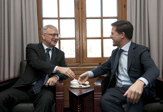 Olli Rehn en Mark Rutte
