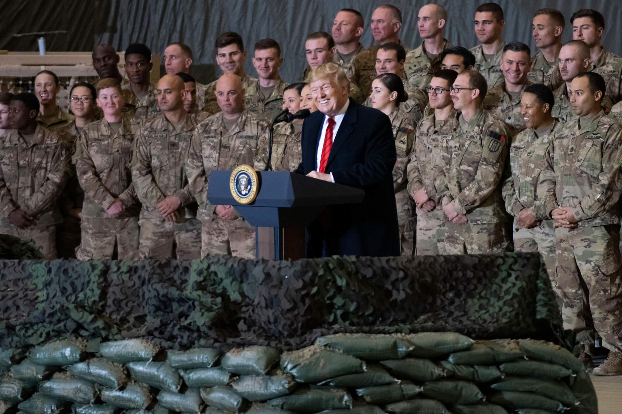 Klijn-President of the United States Donald J. Trump meet with service members at Bagram Airfield in Afghanistan in November 2019. Chairman of the Joint Chiefs of Staff 
