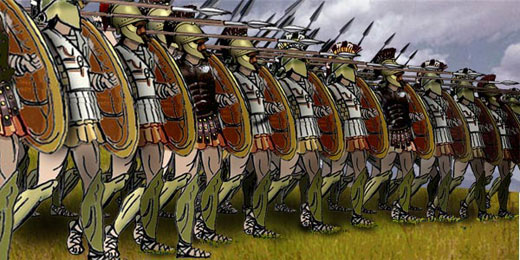 Illustratie Griekse falanx in militaire formatie