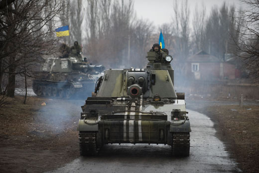 Oekraïense tanks aan de rand van het conflictgebied