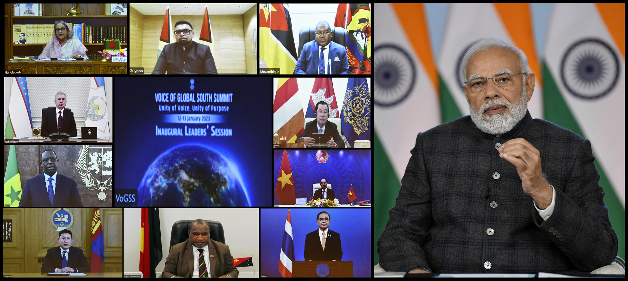 India’s Prime Minister Shri Narendra Modi leading the inaugural session of the virtual Voice of Global South Summit on 12 and 13 January 2023. © MEA Photogallery / Flickr.